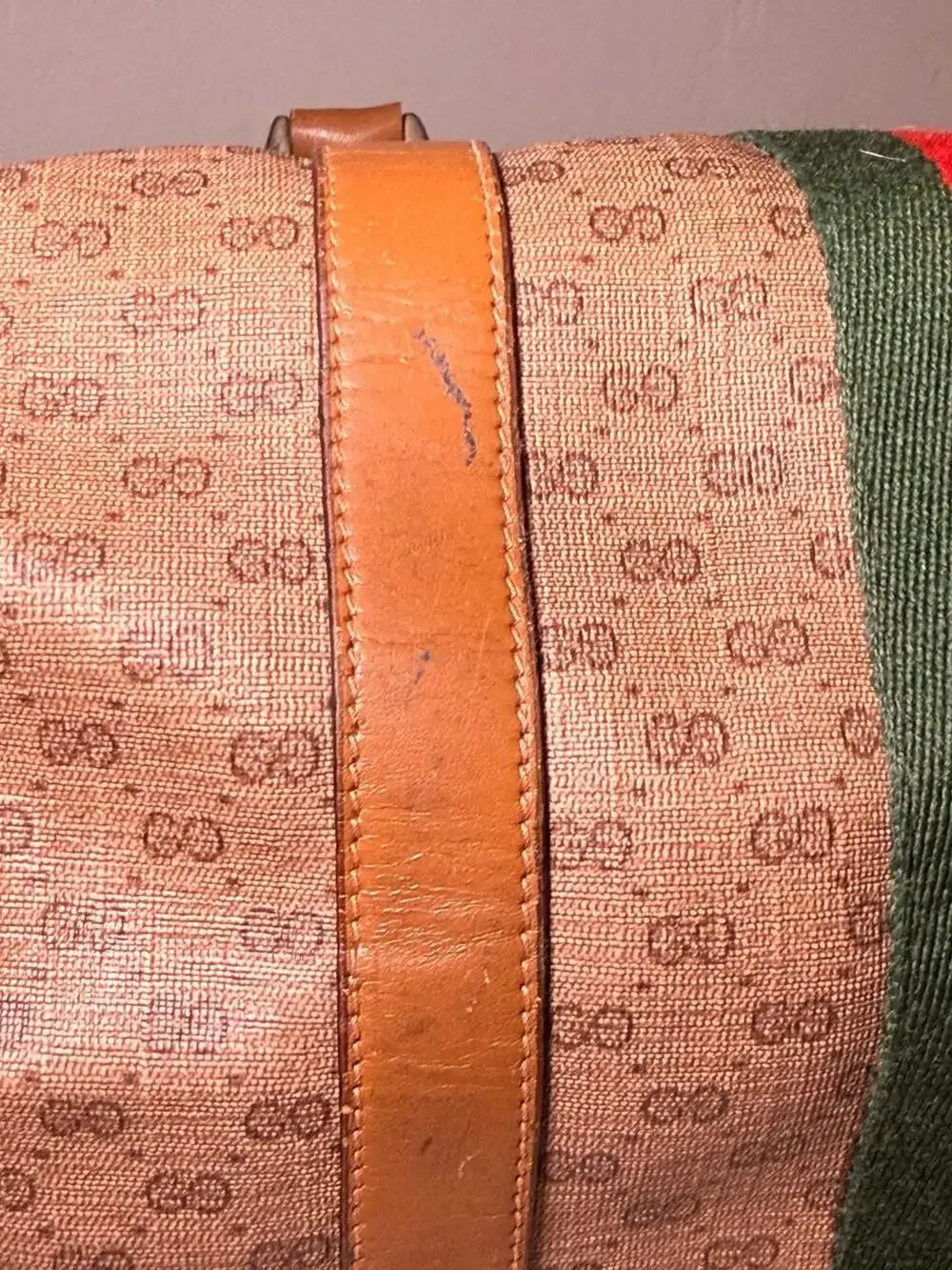 Gucci Vintage Micro GG Supreme Web Stripe Boston Bag